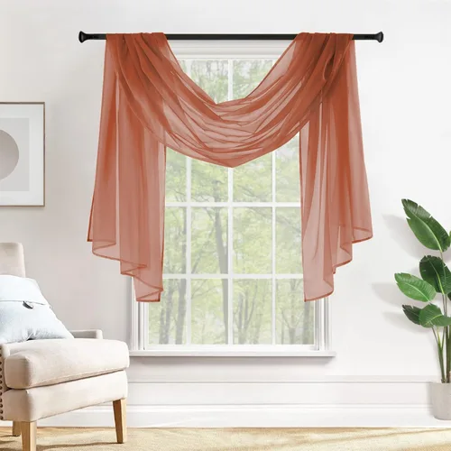 Vista 19 de MIULEE Cenefa Beige para Ventana para Fiesta - Cortina Transparente Cenefa Superior Tratamiento de Ventana Cortinas Decorativas para Arco de Boda
