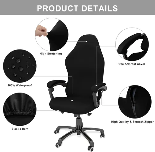 Vista 5 de Funda Protectora Deslizable para Silla de Juegos Impermeable a Prueba de Arañazos de Gato, Funda Elástica para Asiento de Silla