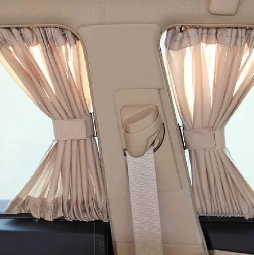 BININBOX 2X Cortinas Parasol UV Traseras para Auto de 70/50cm (27.56"/19.68") Visera Cortina para Ventana Lateral del Coche (Beige,