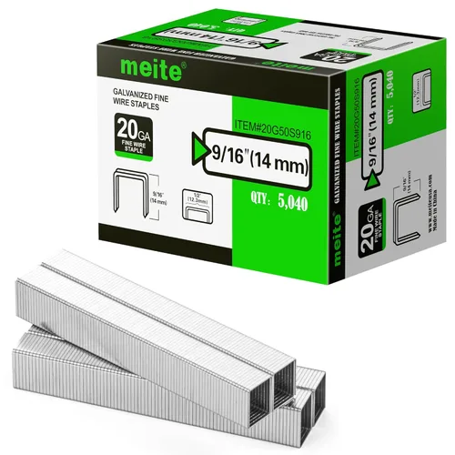 Vista 13 de meite Grapas de tapicería galvanizadas de calibre 20, corona de 1/2 pulgada (0.484 in) con longitud de 1/2 pulgada, resistente para construcción