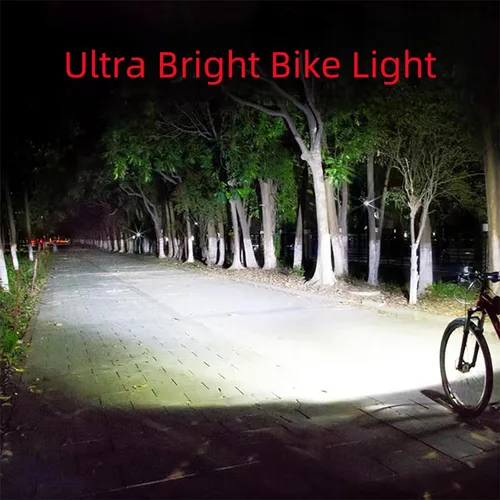 Vista 4 de Luces de bicicleta superbrillantes de 3000 lúmenes, 5200 mAh de tiempo de funcionamiento durante más de 10 horas, luces de bicicleta recargables