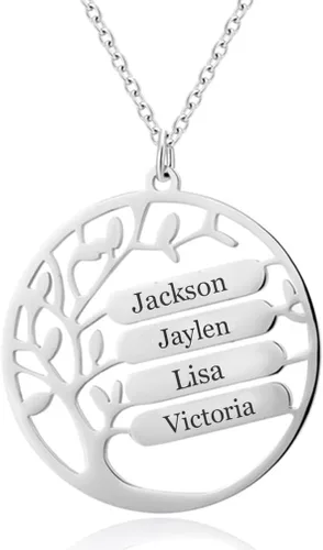 Collar con colgante de árbol de la vida, con nombres personalizados, collar de árbol familiar para abuela, amigas, Día de la Madre, regalos para mamá