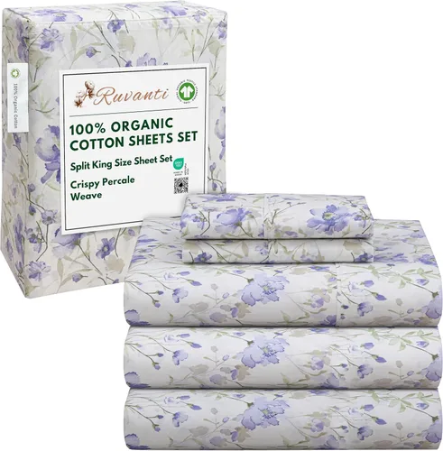 Vista 92 de RUVANTI - Juego de sábanas individual XL, 100% algodón orgánico, percal, certificado GOTS, 3 piezas, bolsillo profundo de 15 pulgadas, frescas