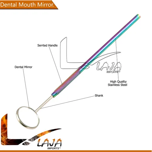 Vista 4 de Juego de higiene dental – 3 piezas de instrumentos dentales básicos de acero inoxidable Dental Rainbow Dental Diente espejo bucal/alicates