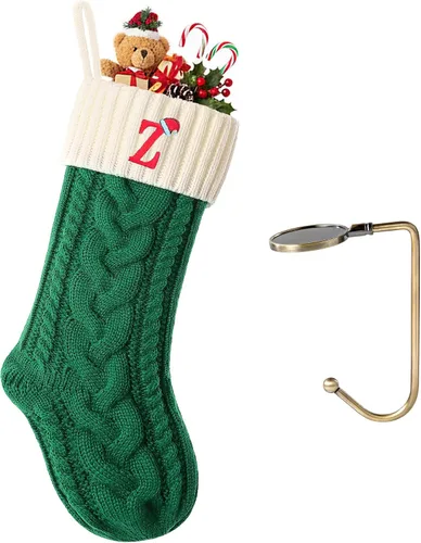 Vista 154 de Botas de Navidad personalizadas, iniciales personalizadas, 18 pulgadas, botas de Navidad tejidas con letras para colgar en la chimenea, botas