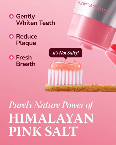 Vista 4 de HIMALAYA PINKSALT Pasta de dientes blanqueadora natural, 3.9 onzas (paquete de 2) - Pasta de dientes natural sin flúor I para blanqueamiento dental