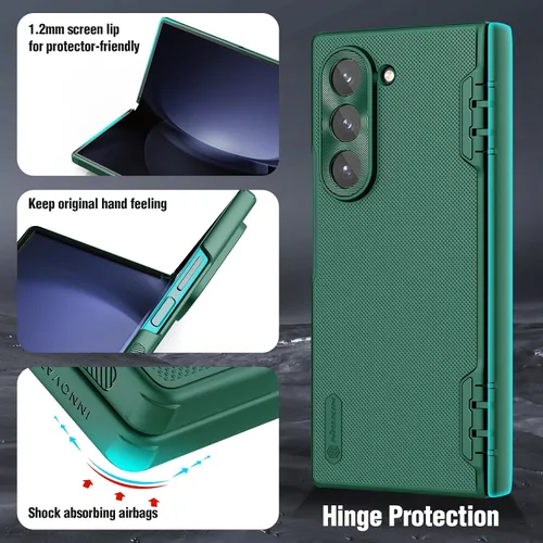 Vista 4 de Nillkin Funda para Samsung Galaxy Z Fold 6 con protector de pantalla, protección de bisagra, textura mate esmerilada (no magnética), diseño delgado