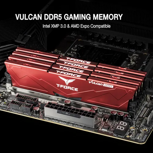 Vista 3 de TEAMGROUP T-Force Vulcan DDR5 16GB (2x8GB) 5200MHz (PC5-41600) CL40 Intel XMP 3.0 y AMD Expo Compatible Módulo de Memoria de Escritorio Ram Negro