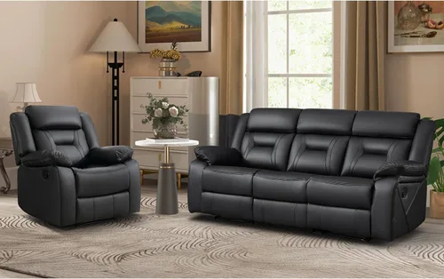 Vista 29 de EBELLO Sofá reclinable manual de piel sintética, sofá reclinable de 2 asientos con consola central, almacenamiento oculto y portavasos, sillón