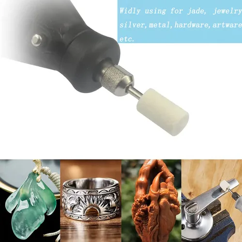 Vista 5 de Luo ke 100 brocas de pulido de lana – Kit de pulido de fieltro de lana comprimida con vástago de 1/8 de pulgada para herramienta rotativa Dremel