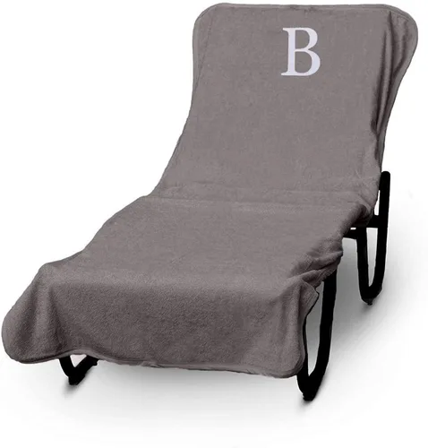 Vista 306 de Funda de lujo para tumbona de piscina con monograma de Hotel y Spa, bordado con letras en bloque - Extra absorbente 100% algodón turco - Rizo suave