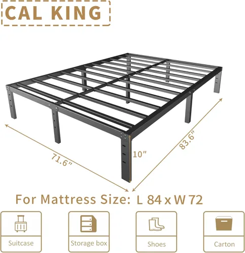 Vista 72 de Base de cama tamaño Queen de 12 pulgadas, no necesita somier, base de colchón de plataforma de metal resistente con listones de acero