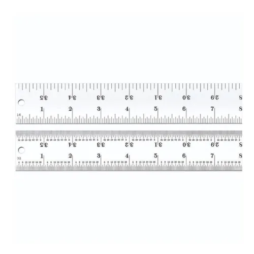 Vista 32 de Regla de acero templado Starrett Spring, con graduación de pulgadas, graduaciones estilo 4R, 1