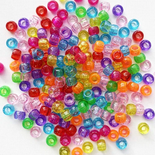Vista 9 de Cuentas de pony mixtas de color crayón para hacer pulseras de amistad, tamaño 0.236 x 0.354 in, 1000