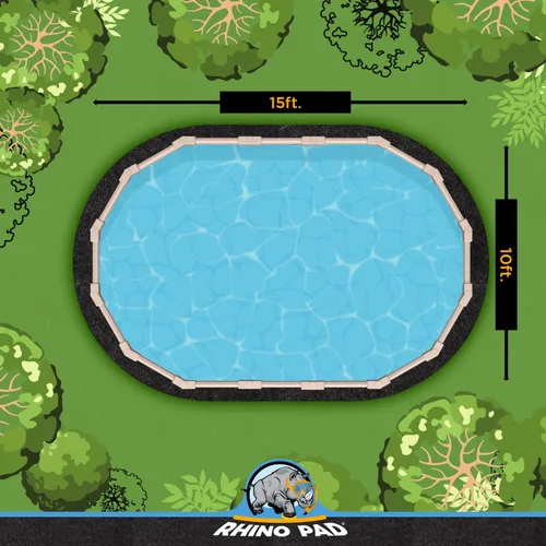 Vista 7 de Rhino Pad Almohadilla ovalada de revestimiento de piscina de 10 x 15 pies para piscinas sobre el suelo, alfombrilla duradera resistente a pinchazos