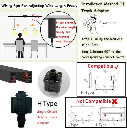 Vista 3 de Juego de tres 3.2 pies de cable ajustable tipo H base E26, pantalla de cono negro, diseño moderno, lámpara colgante para restaurante, entrada