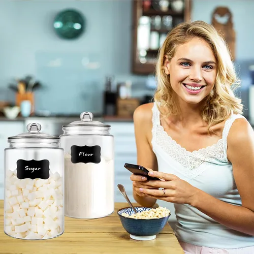 Vista 5 de 2 frascos de vidrio de almacenamiento de alimentos de 1 galón, tarro de vidrio de boca ancha con tapa hermética, tarro de galletas y tarro