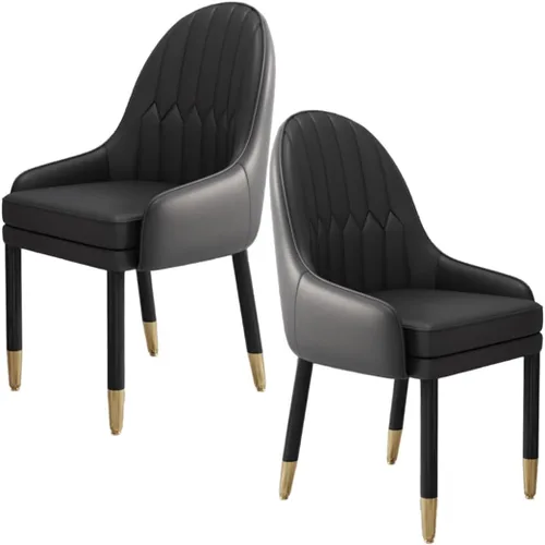 YVYKFZD Leather Dining Chairs, Dining Room Chairs Set, Kitchen Chair with Wooden Leg and Back, Upholstered Armchair Comfy Side Chair, for Bedroom