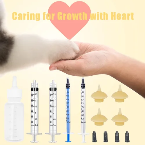 Vista 7 de Mini Botella de Alimentación para Mascotas y Jeringas con Tetinas para Gatos, Perros y Otros Animales Pequeños (Modelo 4)