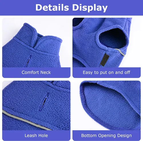 Vista 5 de Suéteres para perros pequeños, suéter de forro polar para perros con rayas reflectantes para mascotas, ropa para cachorros, chihuahua, chihuahua