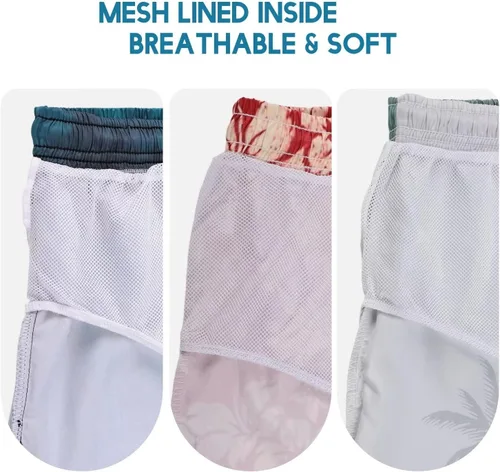 Vista 6 de Traje de baño para hombre estilo hawaiano, con forro de malla, tipo short para playa, con bolsillos