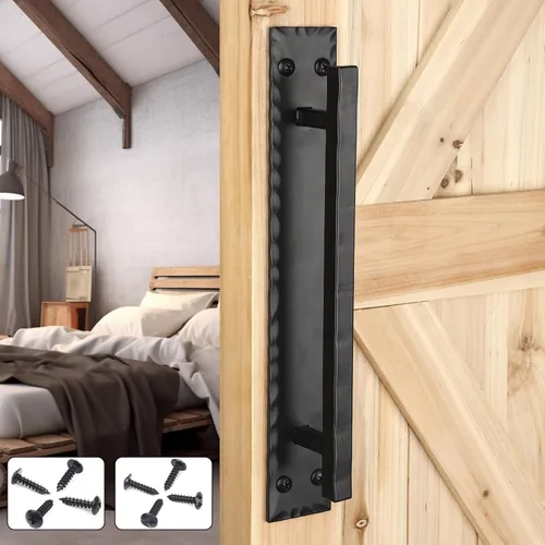 Vista 8 de Manijas rústicas de puerta de granero para puerta corredera, tirador de diseño grande de 12 pulgadas, para puerta corrediza de granero, puerta