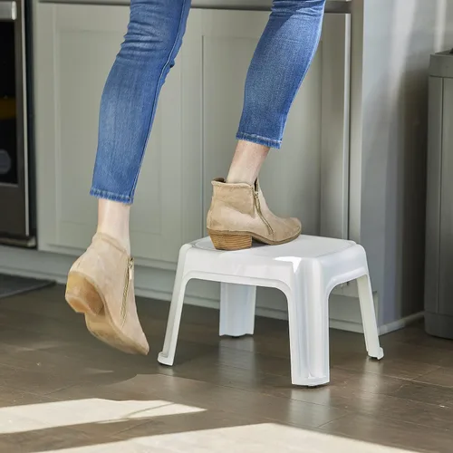 Vista 8 de Gracious Living Taburete de 1 escalón, taburete portátil de plástico para dormitorio, hogar, aula u oficina, 14.5 pulgadas de largo x 12 pulgadas