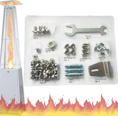 Juego de pernos maestros de calentador de propano pirámide para exteriores, juego de accesorios de repuesto para calentador de patio de tubo de
