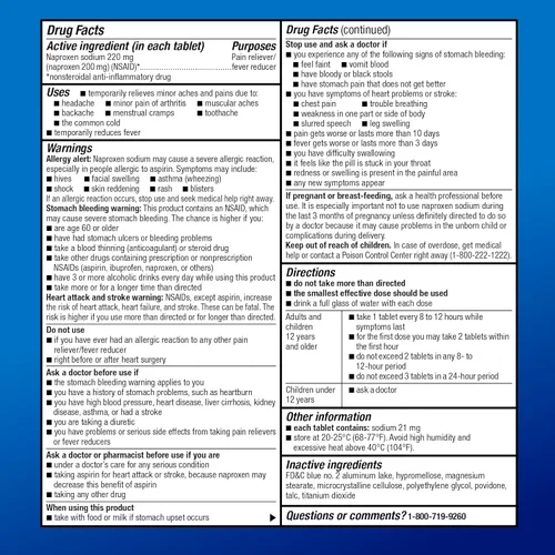 Vista 3 de Yaxa Basic Care Tabletas de naproxeno sódico para aliviar el dolor de cabeza, 220 mg, también alivia la artritis, dolores musculares, dolor