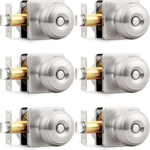 Vista 15 de Probrico - Perillas de puerta de níquel cepillado cuadradas, perilla de puerta de privacidad para dormitorio y baño, manijas de puerta