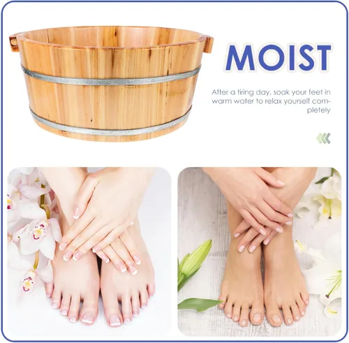 Vista 2 de Yardwe Cuenca de pie de madera para pies, cubo de pedicura, masajeador de barril para baño, masaje, spa, sauna, remojo, pedicura, masajeador