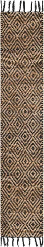 Vista 4 de Unique Loom Alfombra trenzada de la colección de yute - Assam (1' 2" x 6' 1", camino de mesa, negro/natural)