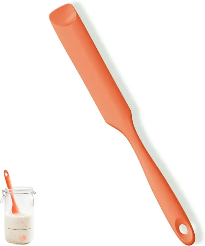 Vista 17 de U-Taste Espátula de silicona para frasco de masa madre: esparcidor de mermelada largo y delgado de grado alimentario, palo de agitación resistente