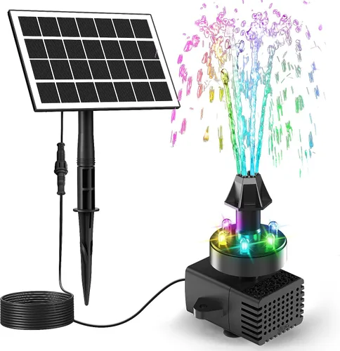 Vista 10 de Jutai La fuente solar funciona en días nublados con batería de reserva de 2000 mAh, panel de vidrio de 3.5 W, kit de bomba de agua con ventosa