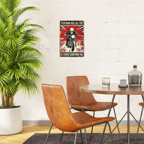 Vista 129 de Letrero de metal con texto en inglés "I Do What I Want Cat Riding Motorcycle Retro Wall Art Decor for Home Office Bar Wall Decor 8x12