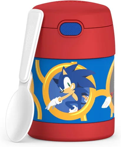 Vista 19 de THERMOS FUNTAINER - Recipiente para comida con cuchara para niños con aislamiento al vacío, de acero inoxidable, 10 onzas, Baby Shark