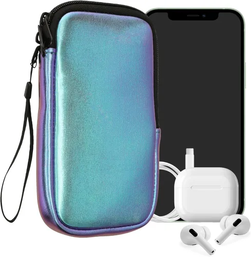 Vista 24 de kwmobile Bolsa de neopreno para teléfono tamaño XXS - 3/3,5 pulgadas - Mini bolsa universal para celular con cremallera, correa para la muñeca