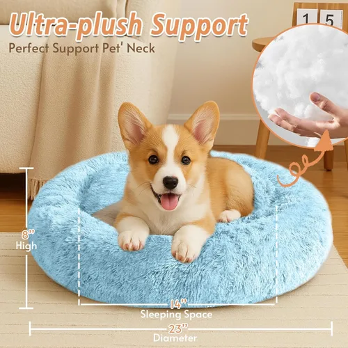 Vista 186 de JOLLYVOGUE Cama Calmante para Perros Pequeños - Cama para Perros Pequeños en Forma de Dona Lavable de 23 Pulgadas para Gatitos y Cachorros, Camas