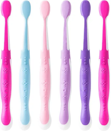 Vista 3 de Brush Buddies Paquete de 6 cepillos de dientes Barbie para niños, cepillos de dientes de cerdas suaves para niños