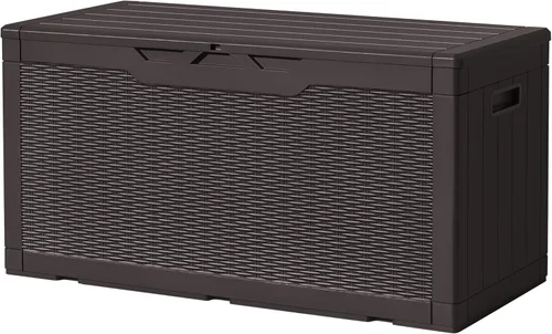 Vista 8 de Devoko - Caja de almacenamiento de 30 galones para terraza, resina impermeable, para exteriores y patio, banco con cerradura para herramientas