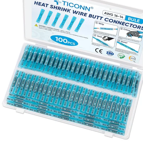 Vista 11 de TICONN Kit de conectores a tope termorretráctiles de 60 piezas, empalme a tope AWG 14 – 12, terminales de crimpado de cables eléctricos marinos