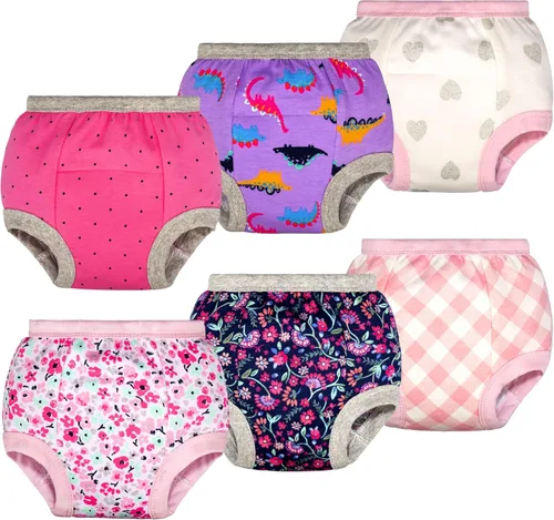 BIG ELEPHANT Pantalones de entrenamiento para ir al baño para bebés, niños y niñas, ropa interior de entrenamiento impermeable 100% algodón