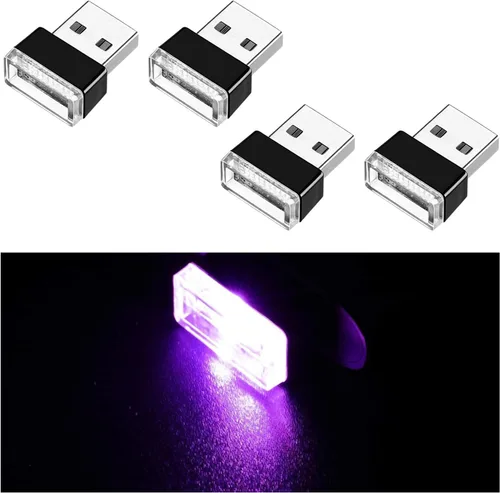 Vista 20 de Ziciner 6 PCS Lámpara de Ambiente Interior de Coche LED USB, Mini Luz Nocturna LED Portátil, Kit de Iluminación Ambiental de Maletero con Interfaz