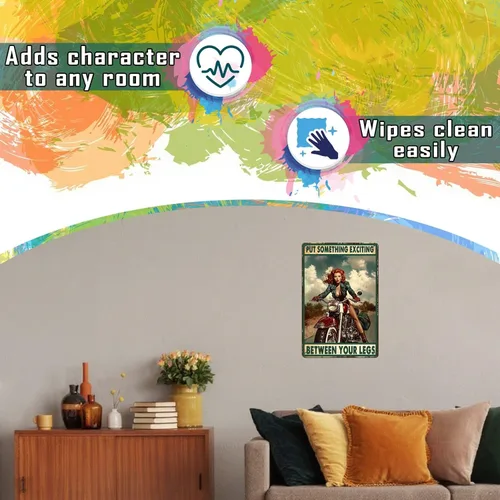 Vista 16 de Letrero de metal con texto en inglés "I Do What I Want Cat Riding Motorcycle Retro Wall Art Decor for Home Office Bar Wall Decor 8x12