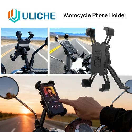 Vista 2 de Soporte para teléfono para espejo retrovisor de motocicleta, soporte universal de teléfono para motocicleta, scooter, ciclomotor, espejo retrovisor