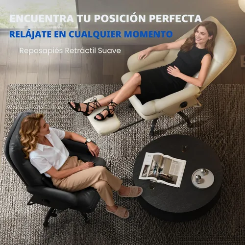 Vista 5 de FLEXISPOT Luno - Tumbona 2 en 1 para interiores con ruedas, reposapiés reclinable de 90-165°, sillas de oficina en casa para sala de estar