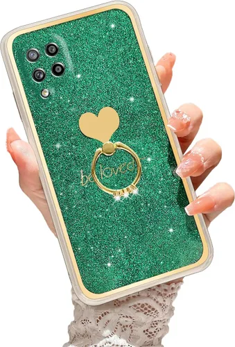 Vista 22 de Para Samsung Galaxy A52 5G Caso Lindas Niñas Mujeres Shell De Brillo De Lujo Con Anillo De Corazón Kickstand Cubierta Protectora A Prueba De Golpes