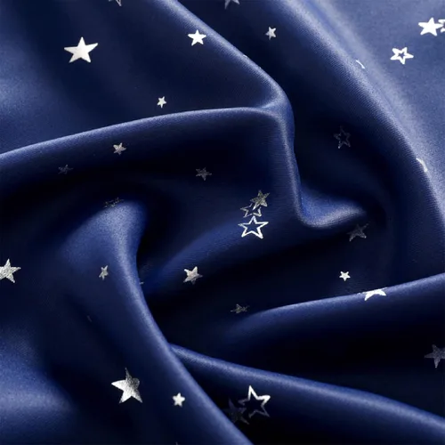 Vista 5 de Cortinas opacas plateadas para sala de estar, cortinas de dormitorio de niños y niñas, cortinas de tul blanco para ventana de ventana azul estrella
