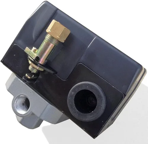 Vista 3 de Interruptor de control de presión del compresor de aire, 4 puertos 95-125 PSI con válvula de apagado de 0-200 PSI calibre 150 PSI