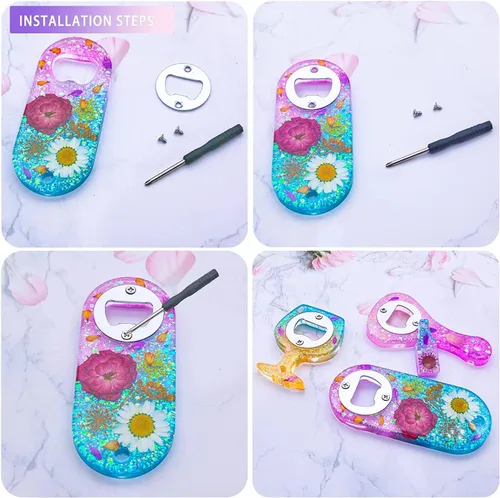 Vista 3 de moonoom Juego de 80 piezas para abridor de botellas, 80 insertos metálicos inoxidables para abridor de botellas + 160 tornillos + destornillador